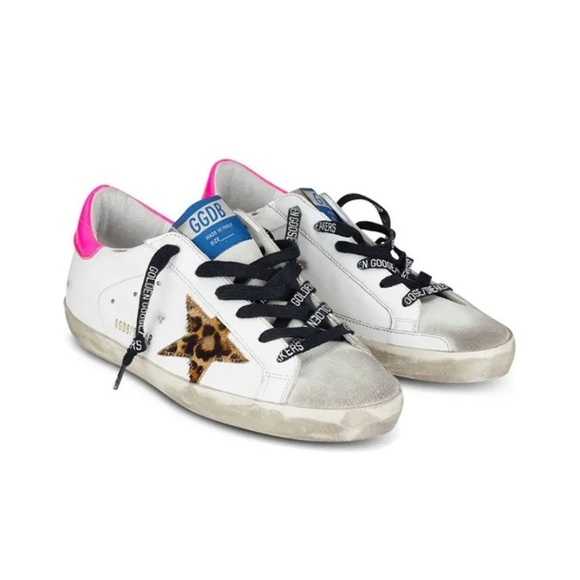 Golden Goose Superstar Leopard Star Hot Pink Tab Size 37 Like New! - Picture 5 of 17